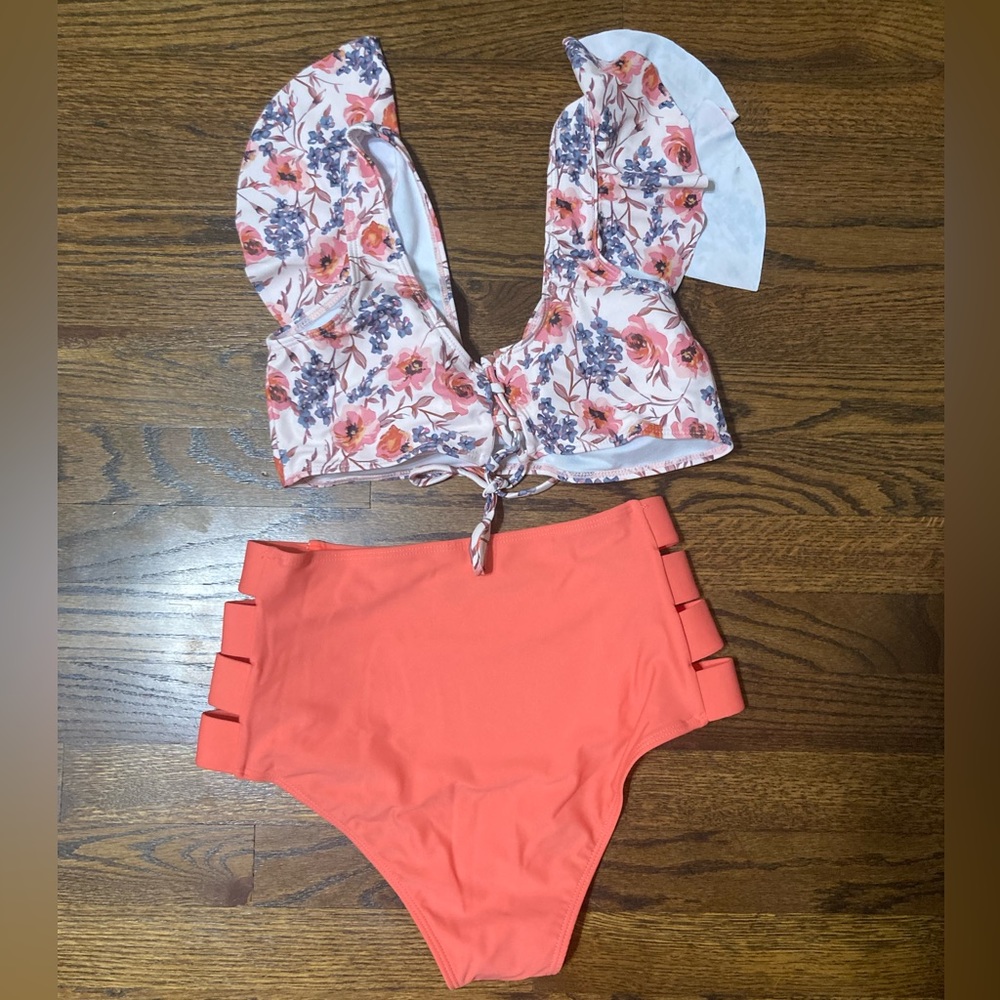 High Waisted Two Piece Boho Style Bikini - size M